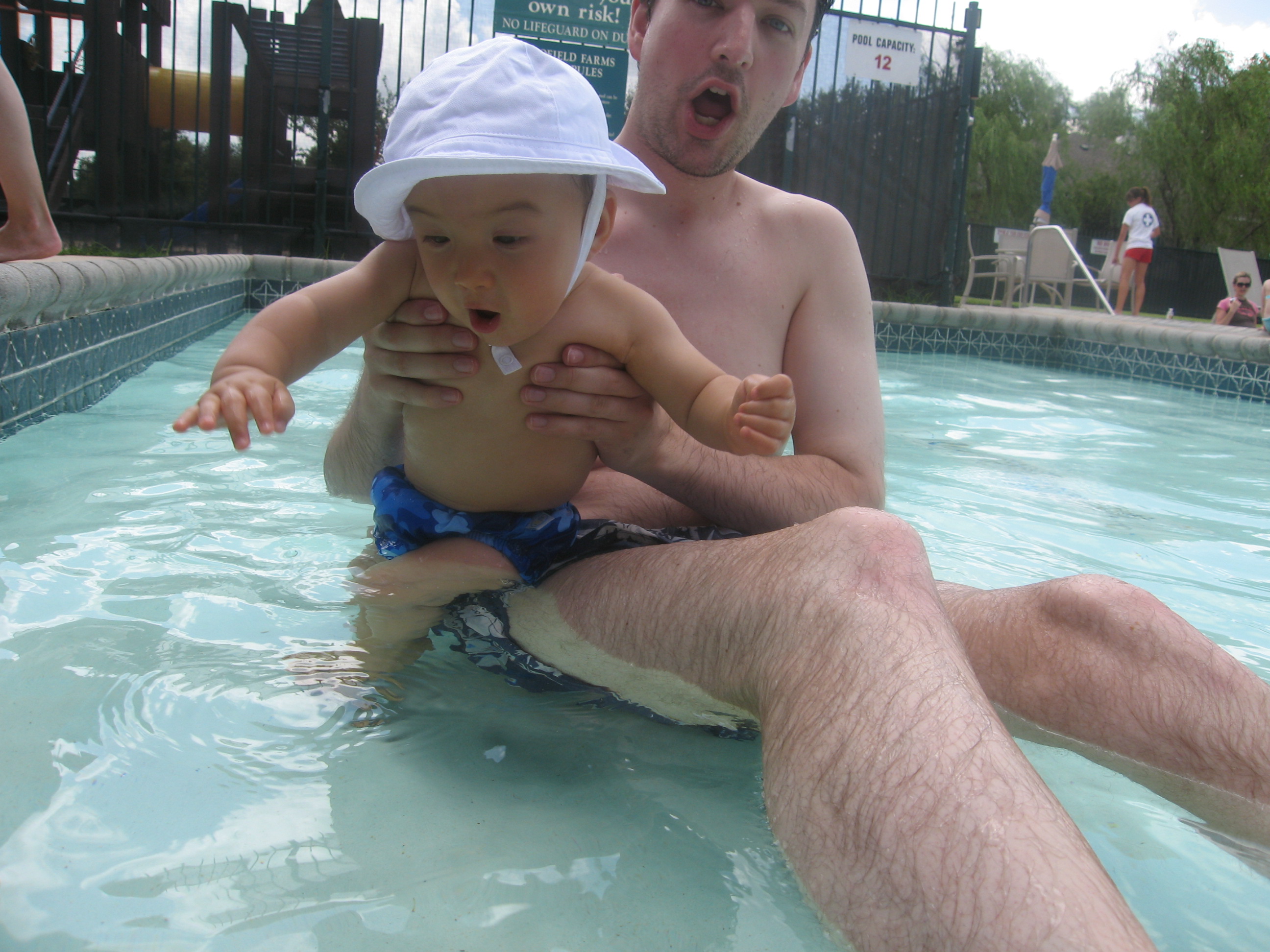 Daddy braves the kiddy pool