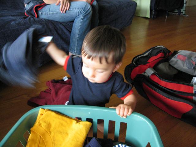 "Helping" with the laundry